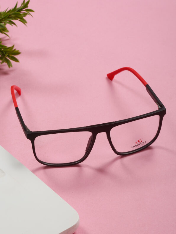 SandPiper Wayfarer Stylish Lightweight Full Rim Spectacle Frame For Men & Women Metal Black Red Eyeglasses